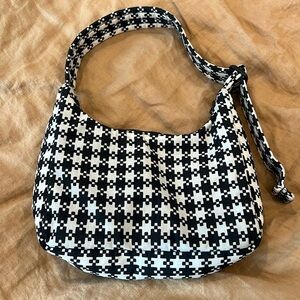 BAGGU mini nylon shoulder bag Black & White Pixel Gingham